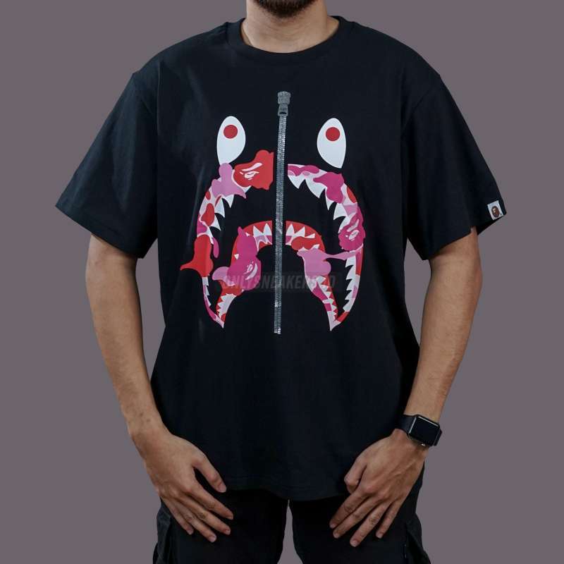 BAPE ABC CAMO REBUILD SHARK PINK BLACK TEE (100% AUTHENTIC)