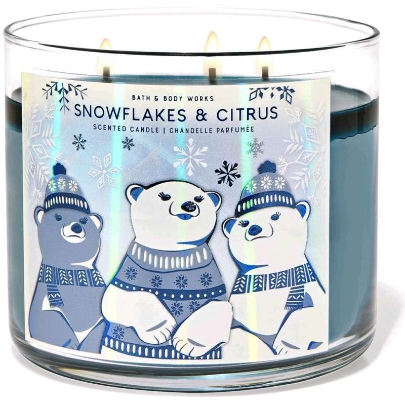 初売り 福袋 BBW Snowflakes & Citrus White Barn Bath & Body Works 3 Wick ボディミスト