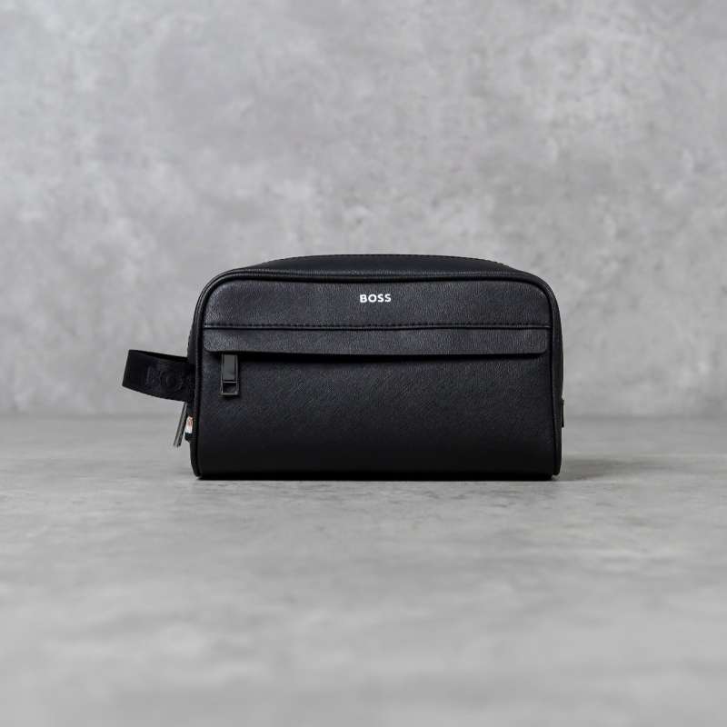 Tas HUGO BOSS SMALL LOGO LEATHER BLACK POUCH 100 ORIGINAL
