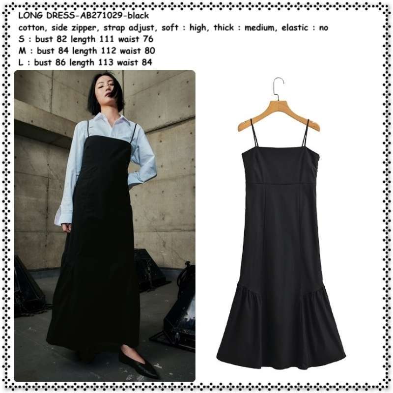 Jual Ab271029 Long Dress Midi Tali Tanpa Lengan Wanita Korea Korean Style  Import Hitam Black Basic Polos Di Seller Amelie Butik - Wijaya Kusuma, Kota  Jakarta Barat | Blibli