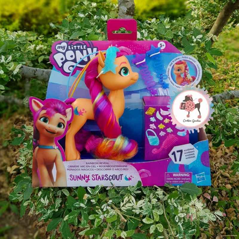 My Little Pony – Sunny Starscout Crinière Arc-en-Ciel – Poney 15 Cm Avec Accessoires Coiffure, Dès 5 Ans