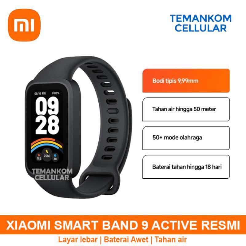 Xiaomi Redmi Smart Band 9 Active BLACK Smartwatch Smartband Anti air GARANSI RESMI