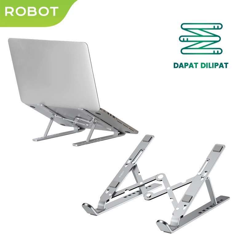 ROBOT Dudukan Laptop Aluminium Alloy yang Bisa Dilipat dengan 5 Level Ketinggian, 7 Level Kemiringan, Ideal untuk Macbook 17 Inch dan Penggunaan Portable