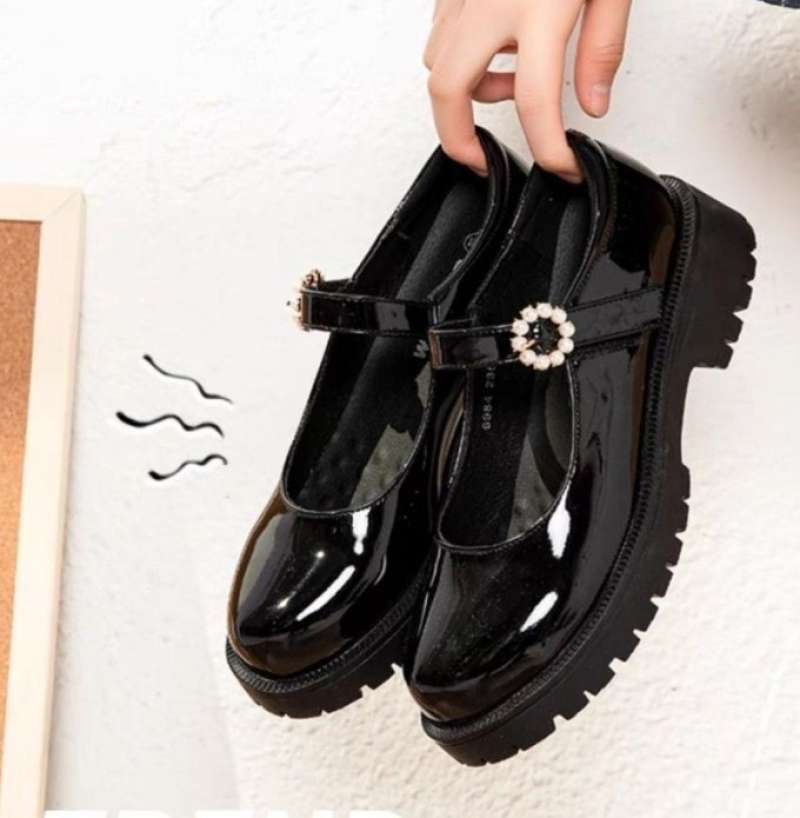 SEPATU WANITA DOCKMART PANTOFEL HITAM BLACK GLOSSY PREMIUM KOREA KEKINIAN  OXFORD SEPATU PESTA KERJA KANTOR KONDANGAN FORMAL CEWEK KASUAL GLOSY MODIS