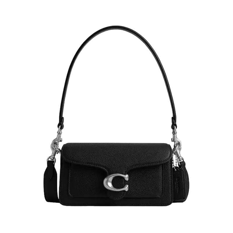 Coach Tabby 20 Polished Leather Shoulder Bag Black Shw