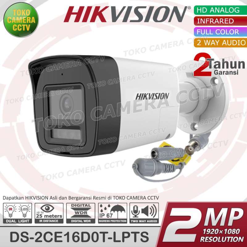 HIKVISION DS-2CE16D0T-LPTS 2MP 2WAY AUDIO KAMERA CCTV ANALOG OUTDOOR DUAL  LIGHT