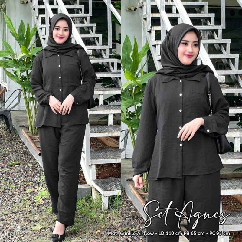 ootd kemeja crinkle hijab