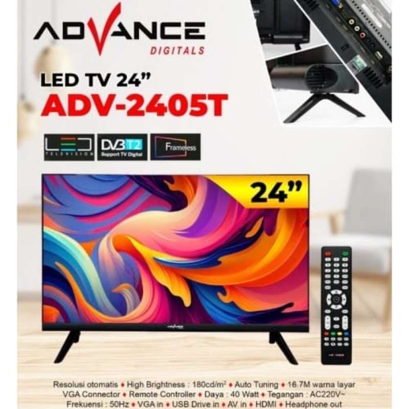 Jual Led Tv Digital 24 Inch Advance Adv-2405t / Adv 2405 T Frameless Di ...