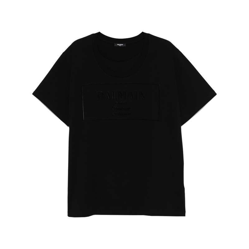 Promo Balmain Pierre B Flocked Logo T-shirt Black Diskon 34% Di