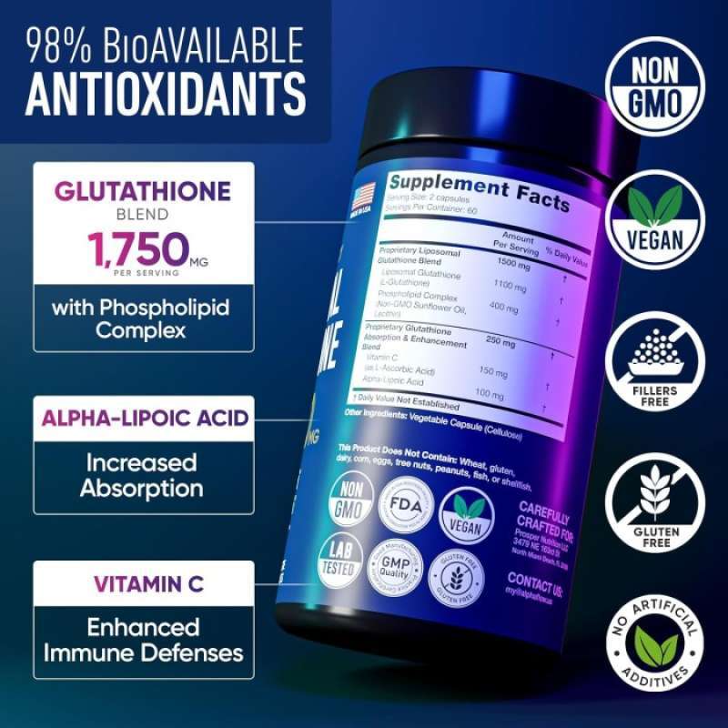 ajaxerrue liposomal glutathione AJAXERRUE 1400 mg Liposomal Glutathione Superior Absorption Complex 60  Softgels main image 1