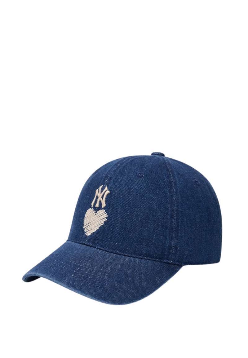 Promo Mlb Korea Denim Heart Unstructured Ball Cap - Ny Blue
