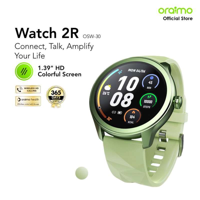 Oraimo Smart Watch 2R OSW-30 Olive Green Colorful Jam Tangan Pintar  Screen 120+Sport Modes Bluetooth Calling Heart Monitoring Long Battery IP68