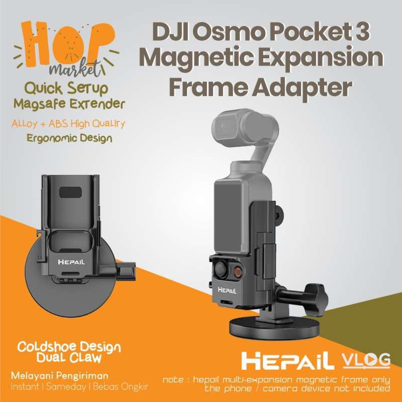 Magnetic Mount for DJI Osmo Pocket Expansion Bracket Magnet Clip with  Cold Shoe Adapter untuk POCKET3 AC59