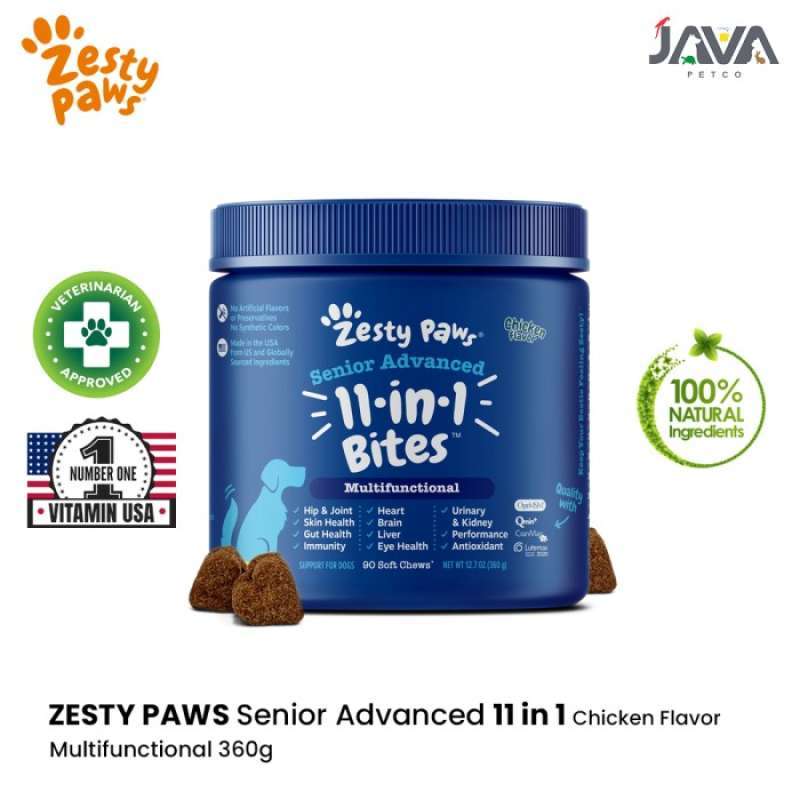 Zesty Paws Senior Advanced 11 in Bites Multifunctional Multivitamin