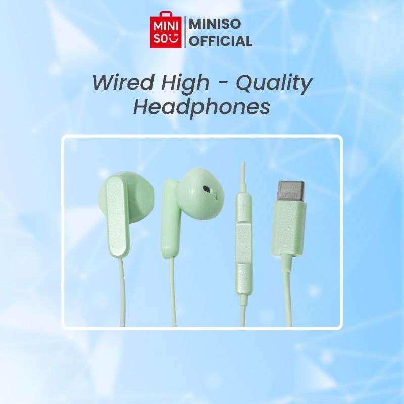 Miniso Earphone In-Ear Headphones Type-C Half In-Ear Headphones Earphone  Kompatibel Dengan IPhone 15