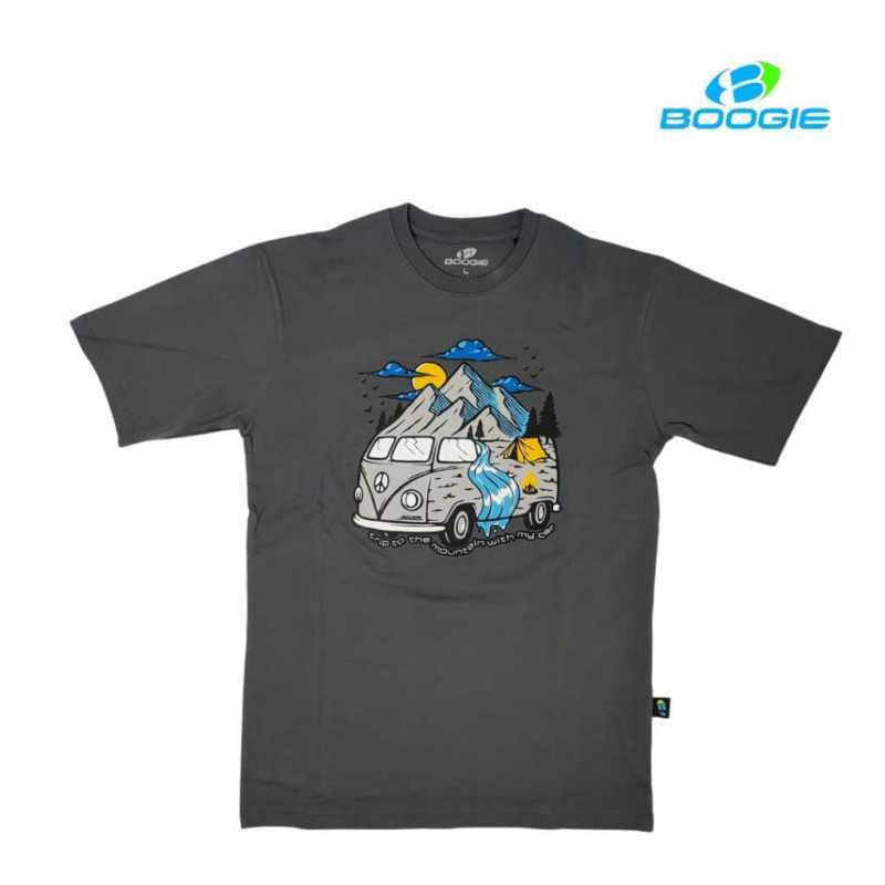 Boogie T-Shirt Katun Kaos Pria Wanita Outdoor Trip Abu Dark grey