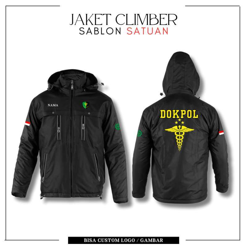 Promo Jaket Dokpol Unisex Parasut Custom Sablon Dtf Satuan Bisa