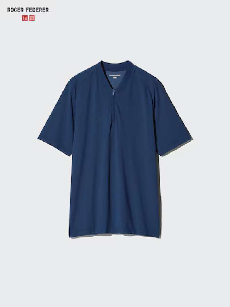UNIQLO x Roger Federer Kemeja Polo Shirt DRY-EX pria navy
