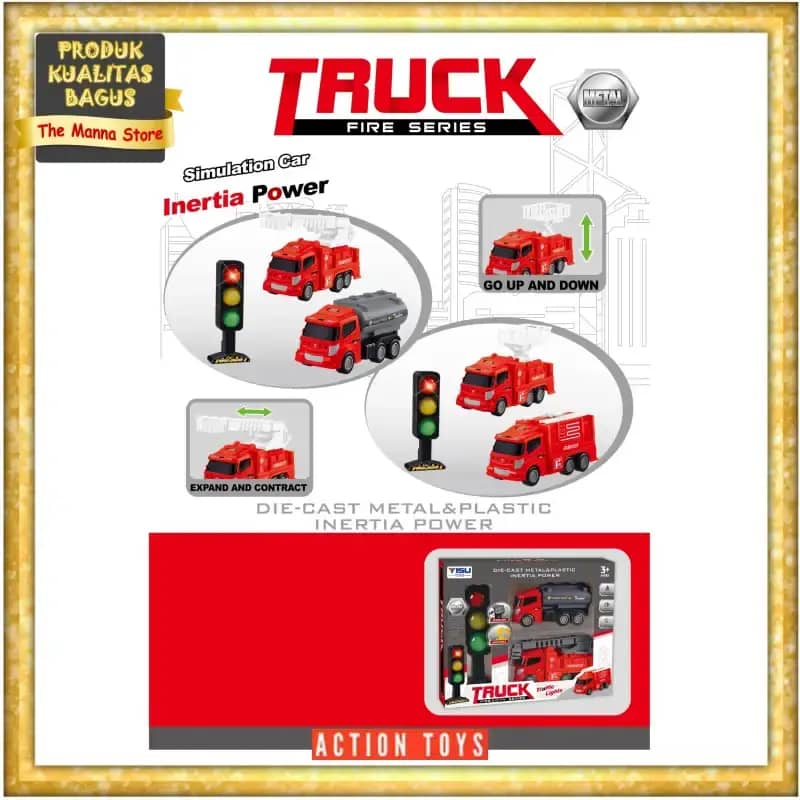 DIE-CAST METAL TRUCK FIRE ENGINE SERIES with Sound Light and Plastic Parts  Action Toys Mainan Anak Kualitas Bagus