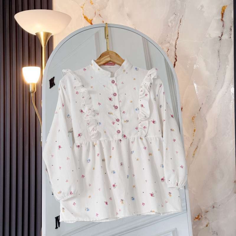 Arfa Blouse Wanita Lengan Panjang Motif Bunga Korean Style