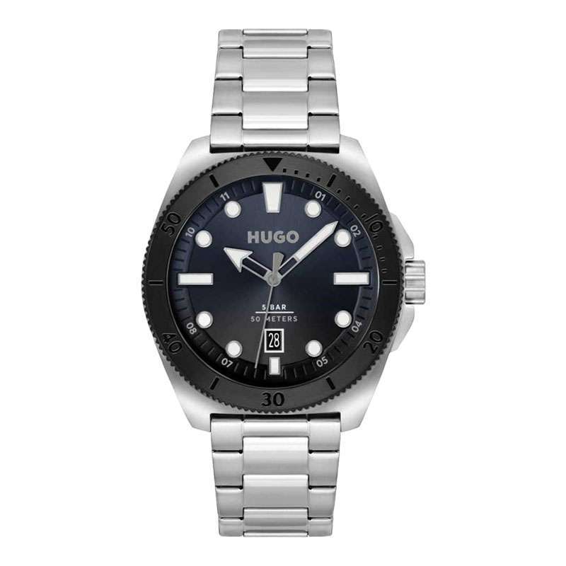 Jam Tangan Pria Hugo Boss Visit 1530305 Men Black Dial Stainless Steel Strap