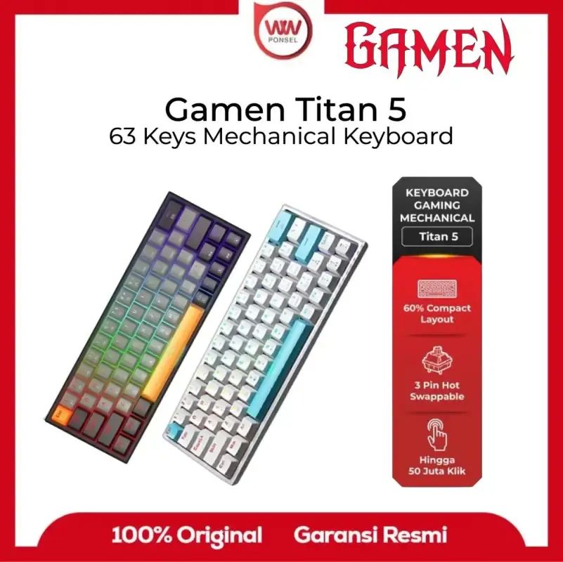 Silver White Rgb Jual Gamen Titan 5 Grey Keyboard Gaming Mechanical 60% Layout Rgb Light ...