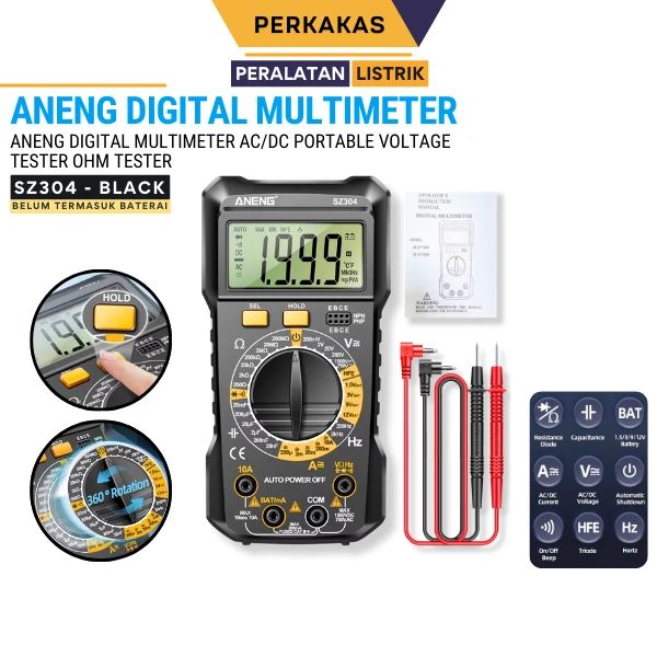 Jual Digital Multimeter Aneng Sz304 Count 1999 Ma Current Triode Bat ...