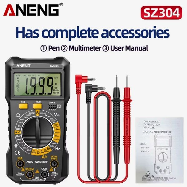 Jual Digital Multimeter Aneng Sz304 Count 1999 Ma Current Triode Bat ...