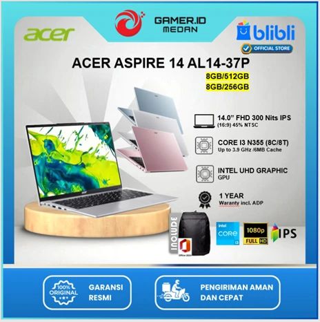 Promo Acer Aspire Lite 14 Al14 Core I3 N355 8gb 256gb W11+ohs+m365b 14 ...