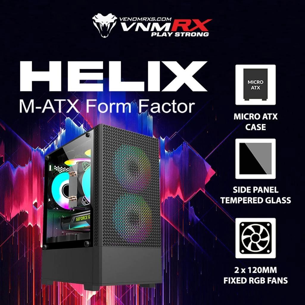 Jual Venomrx Casing Pc Helix M-atx With 2x120mm Fixed Rgb Fan Di Seller ...