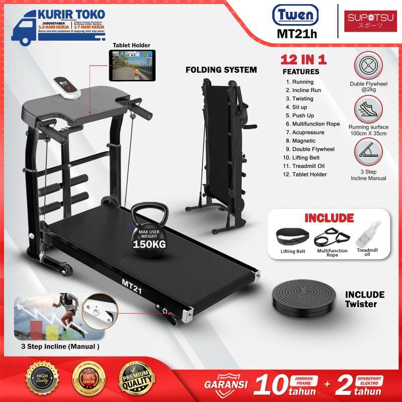 Jual Twen Mt21h Treadmill Manual Multifungsi Treadmill Manual
