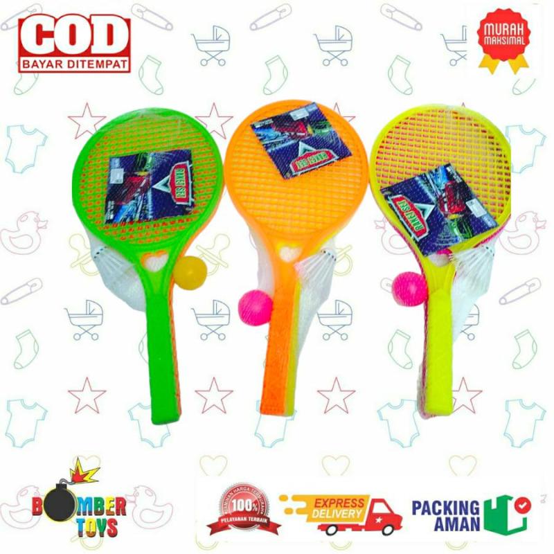 MAINAN ANAK OLAHRAGA RAKET TENIS BADMINTON BESAR SPORT SEPASANG ISI