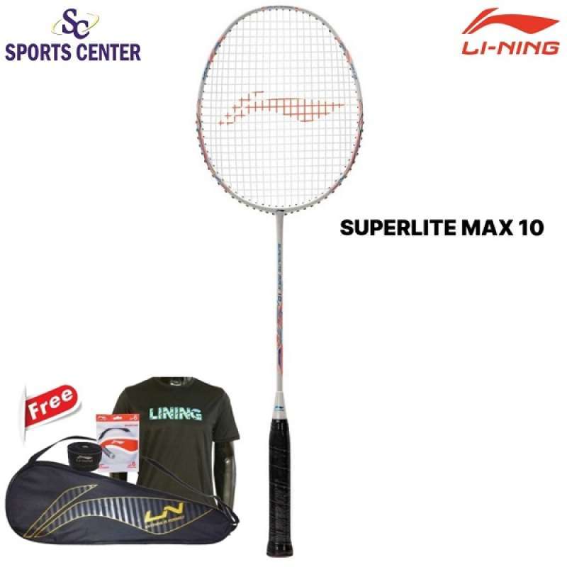 Promo New Full Set Raket Badminton Lining Superlite Max 10 White Blue