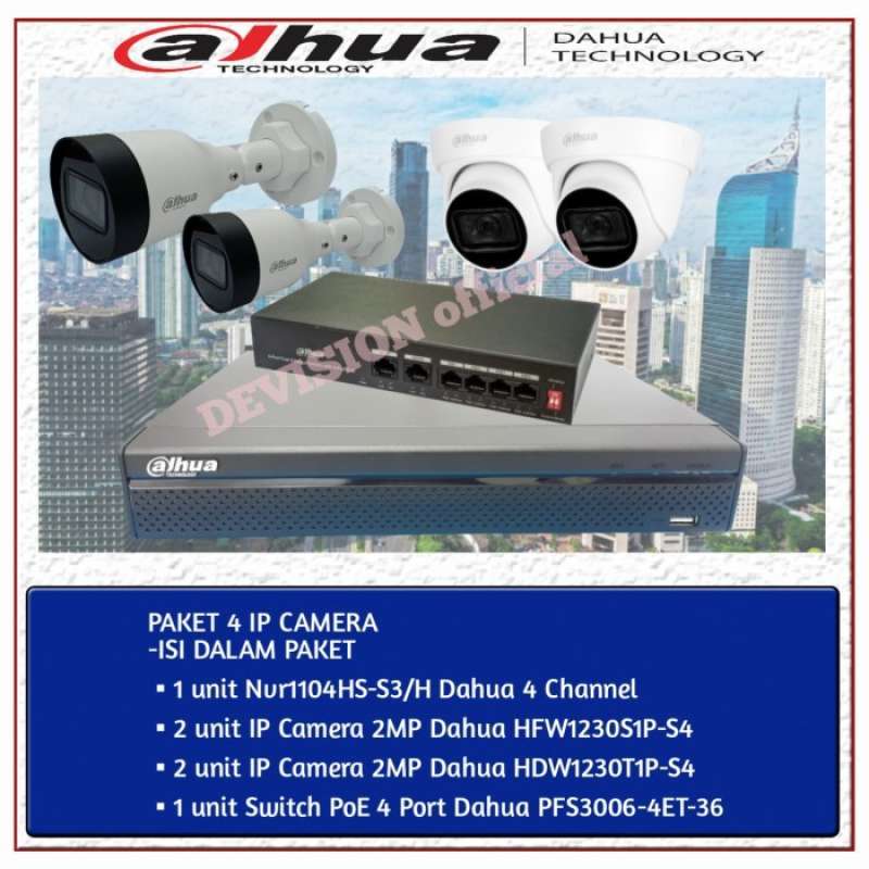 Promo PAKET 4 IP Camera 2MP/ Switch PoE 4ch / 4 Channel Diskon 23 di