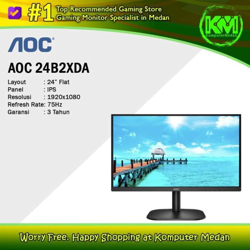 Jual LED Monitor AOC 24B2XDA IPS Full HD 4ms 75hz Speaker Thin Bezel di ...