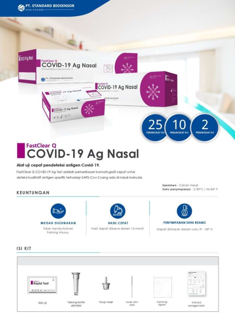 Promo Swab Antigen Nasal Korea Fastclear SD Biosensor ( 25 tes / box