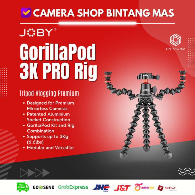 Promo JOBY GorillaPod 3K PRO Rig - Tripod Vlogging Premium Diskon 23%