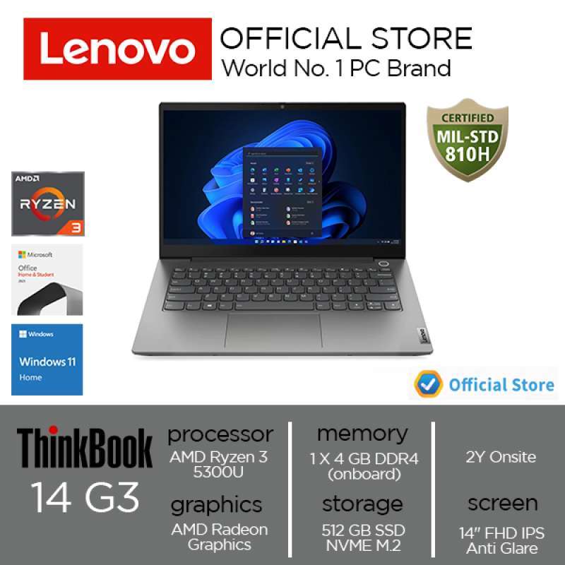 PC Portable Lenovo Ryzen 3 5300U – 15,6″ – SSD 256 Go – Windows 10 – Neuf