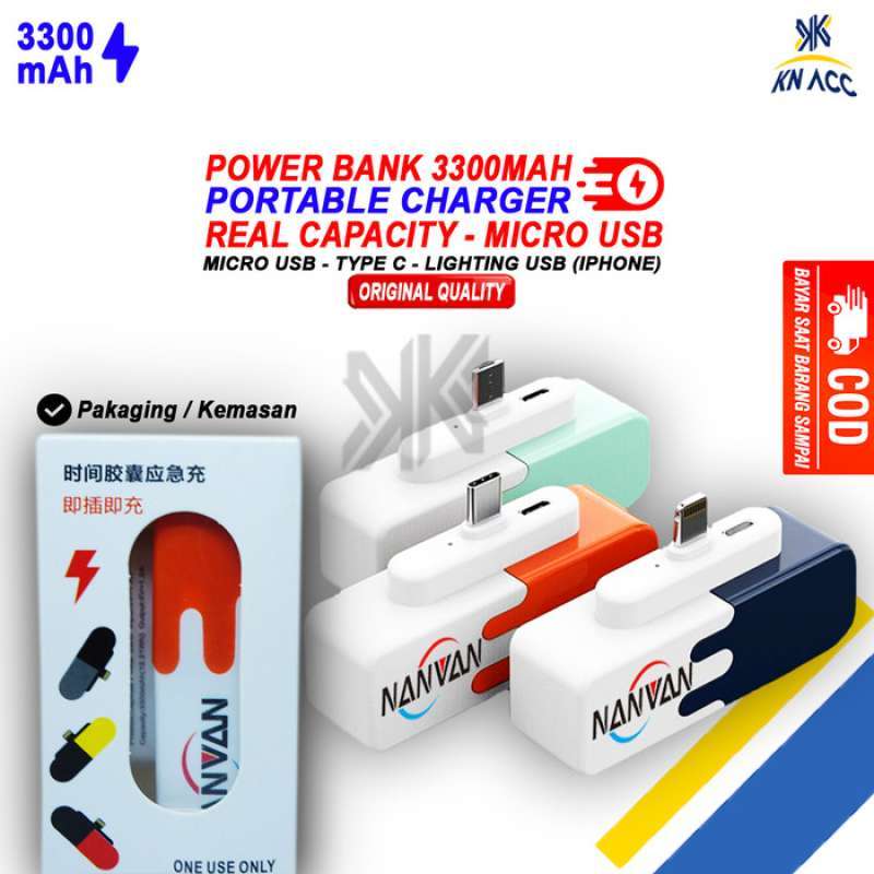 Promo [KN ACC] POWER BANK NANVAN PB01 3300mAh PORTABLE CHARGER ALL TIPE