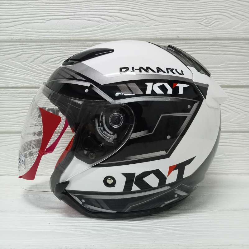 Jual HELM KYT DJ MARU 9 WHITE GUN METAL HELM KYT HALF FACE di Seller