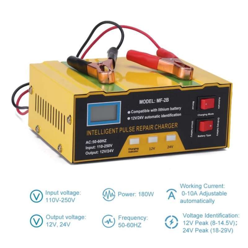 Promo charger aki accu baterai lead acid12/24V otomatis-cas aki mobil