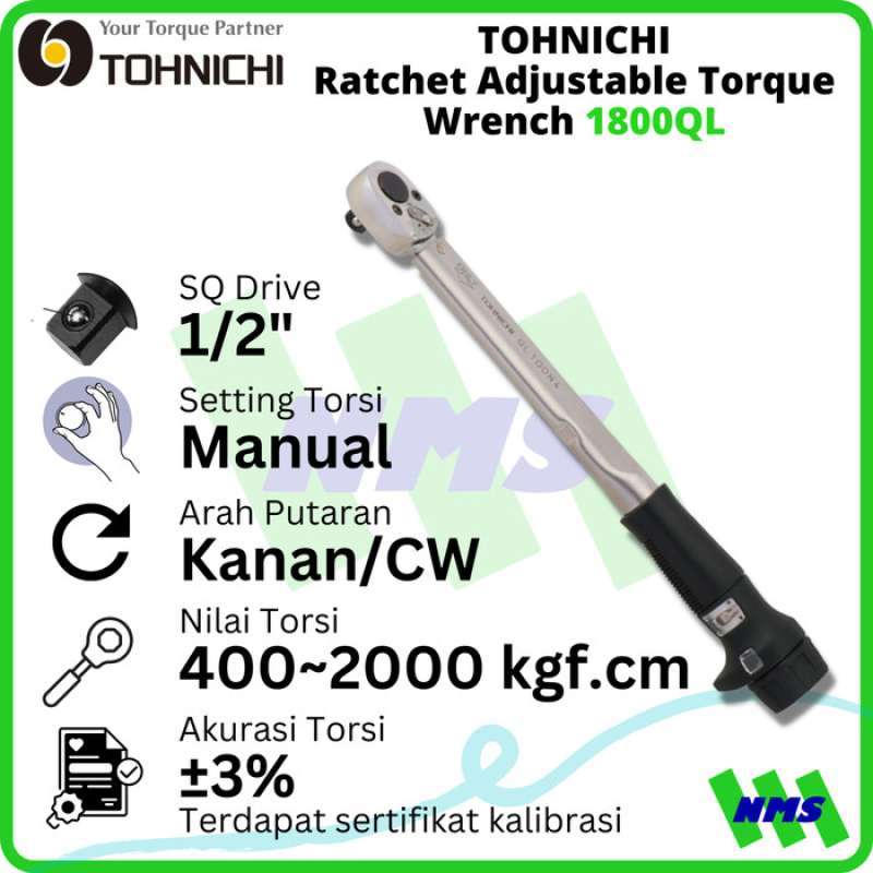 Promo Kunci Torsi 1800Ql 1/2 400 2.000 Kgf Tohnichi Torque Wrench