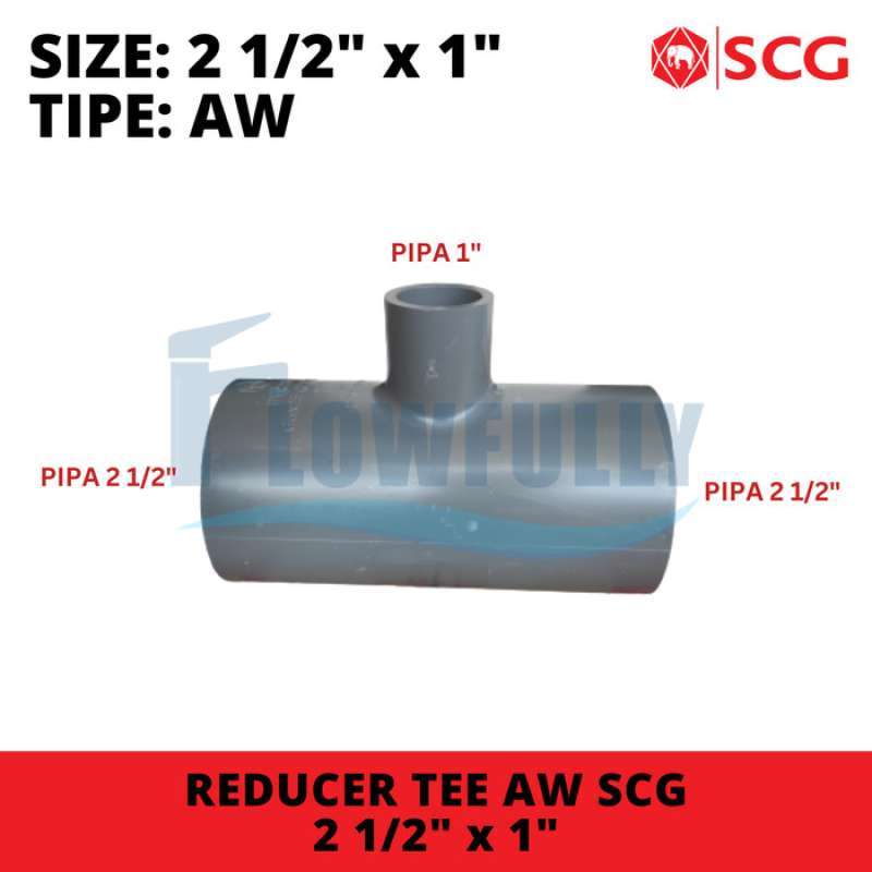 Jual Reducing Tee Aw 2 1/2 X 1 Inch Scg Verlop Tee 2,5 X 1 Dim Reducer ...