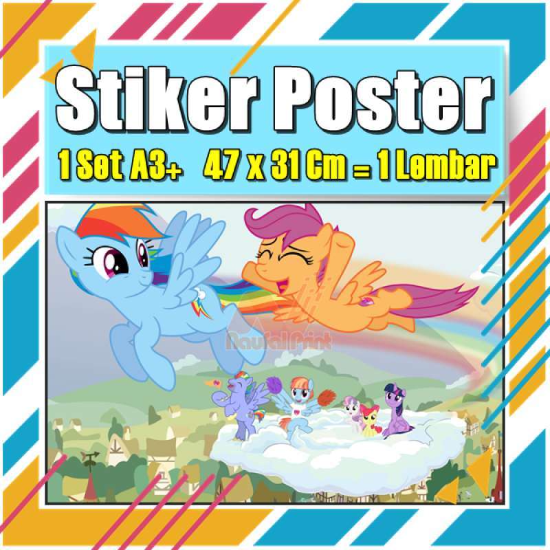 Jual Poster Stiker My Little Pony A3+ Animasi Kartun Acara Tv Kertas ...