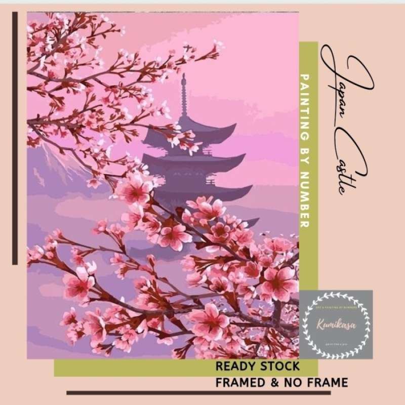 Promo Diy Painting By Number 50X40Cm Kerajinan Tangan Lukisan Japan Castle Diskon 23 di Seller