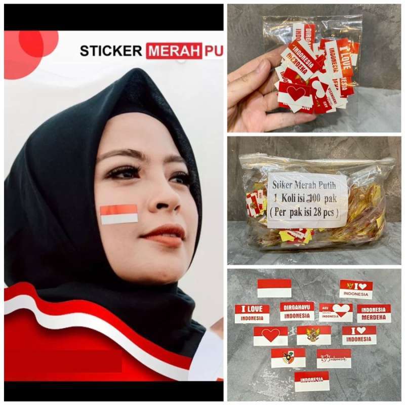 Jual Sticker Pipi Bendera Stiker Merah Putih 3x2 cm Isi 28 Pcs Murah di Seller HomeWare Universe