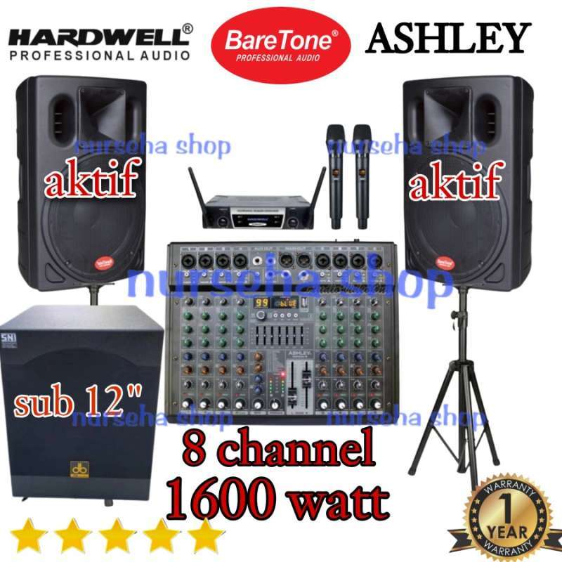 Promo Paket Sound System baretone 1530 pro mixer ASHLEY 8 channel sub
