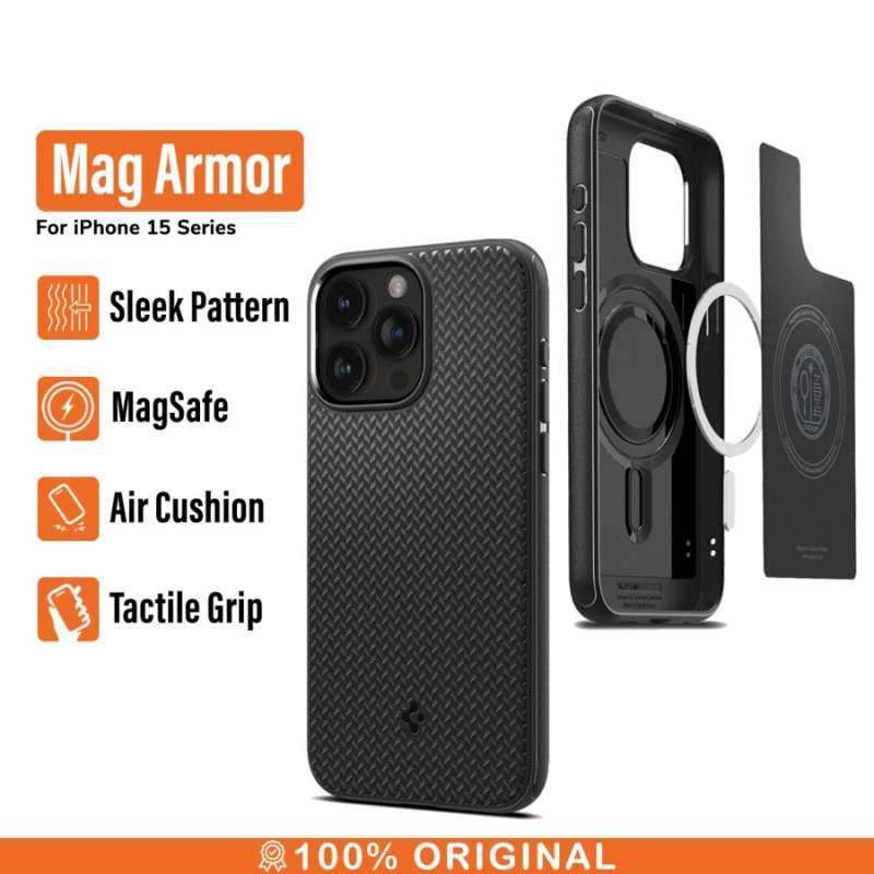 Promo Case iPhone 15 Pro Max Plus Spigen Mag Armor MagSafe Matte