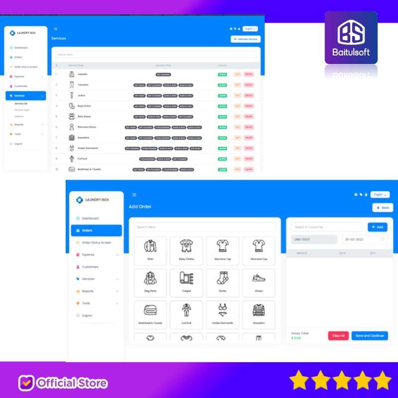 Jual Source Code Aplikasi Laundry Box Pos And Order Management System By Baitulsoft By