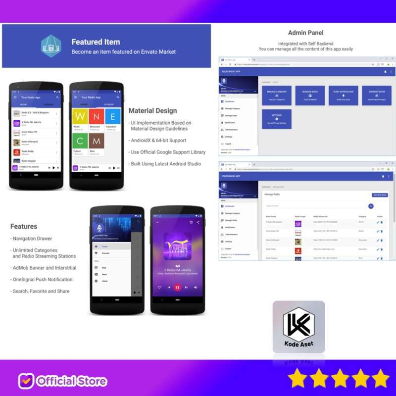 Jual SOURCE CODE APLIKASI YOUR RADIO APP BY KODEASET di Seller KODEASET